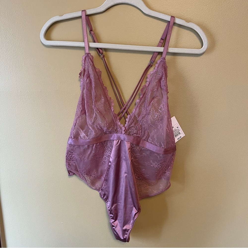 Auden Mauve Lace and Satin Body Suit